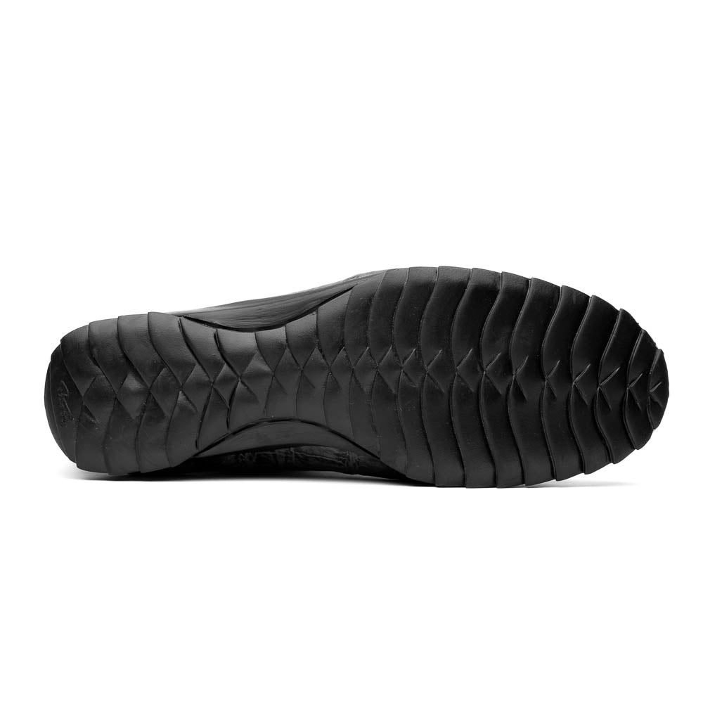 Saulo Alligator and Ostrich Quill Sneaker | Newspaper/Black