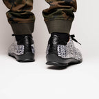 Saulo Alligator and Ostrich Quill Sneaker | Newspaper/Black