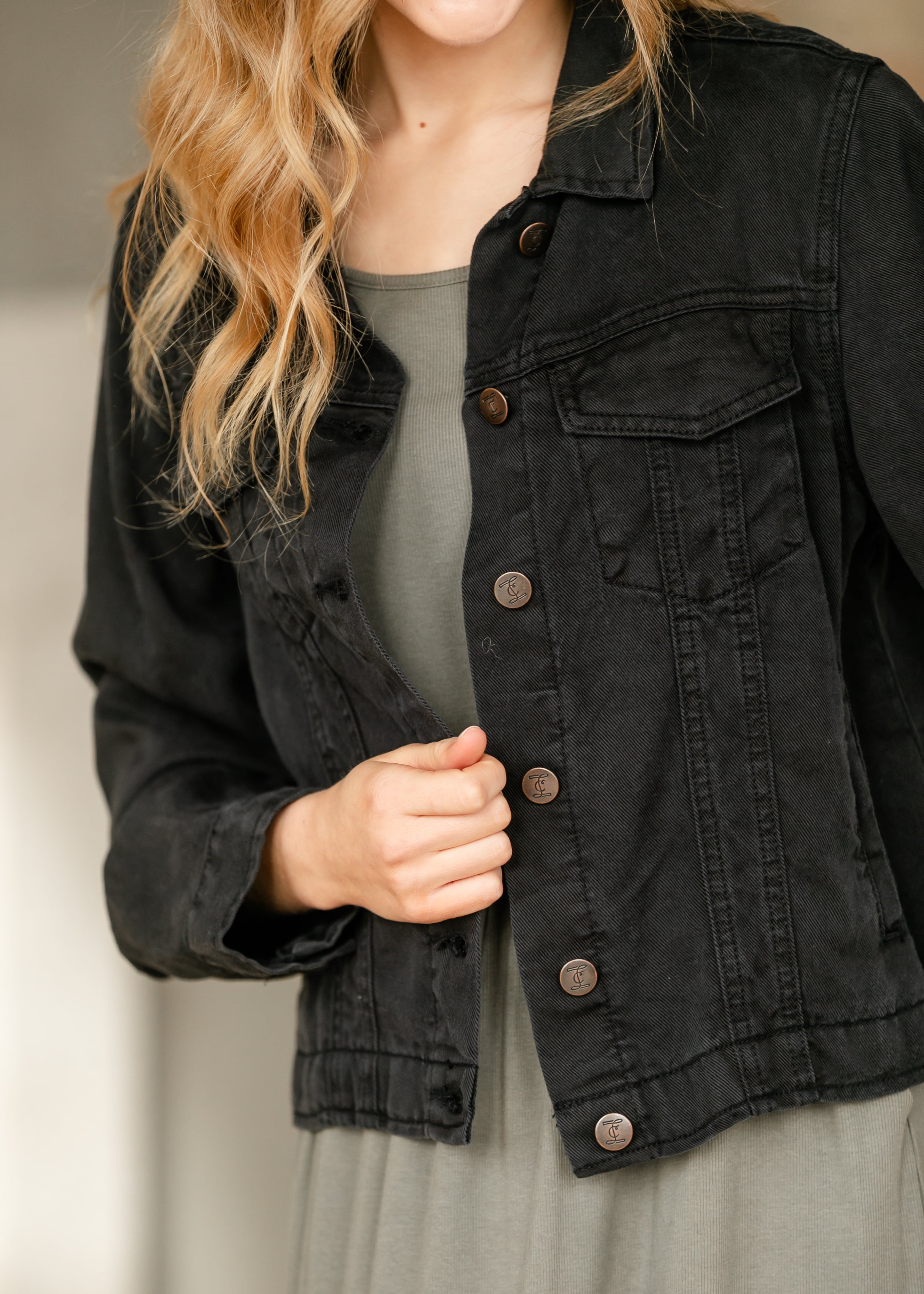 Shea Black Lightweight Denim Jacket