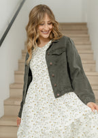 Shea Olive Lightweight Denim Jacket