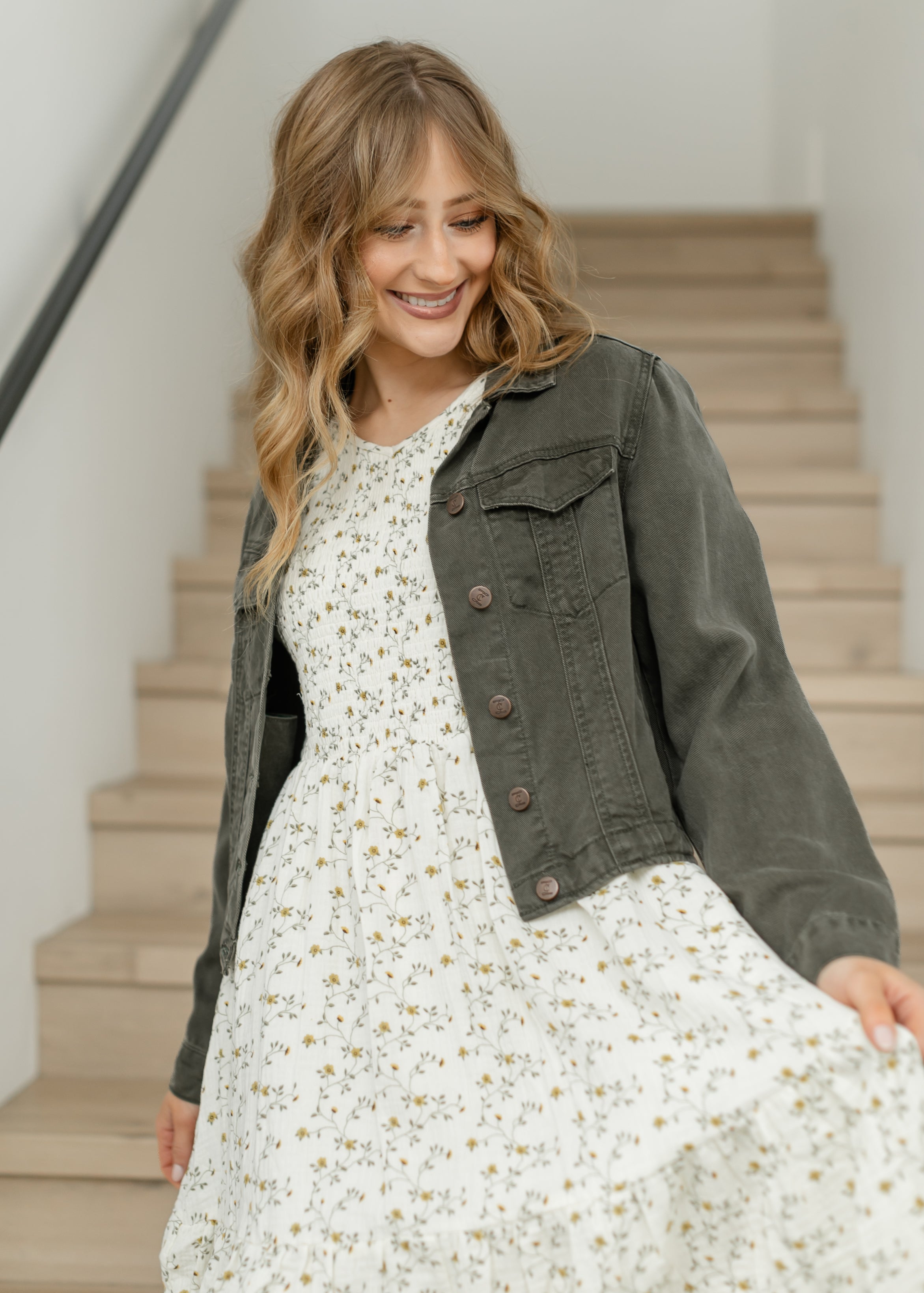 Shea Olive Lightweight Denim Jacket