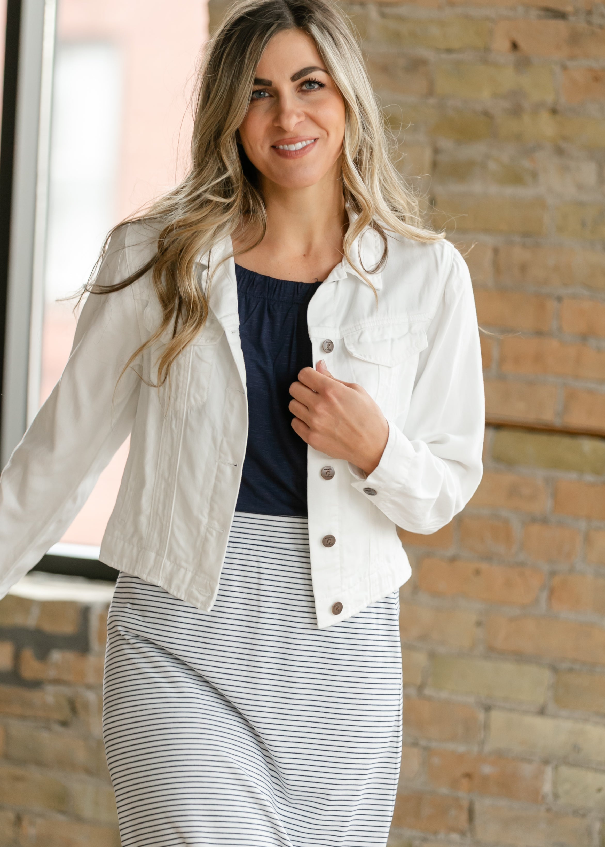 Shea White Lightweight Denim Jacket