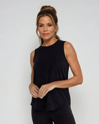 Sheer Striped Mesh Active Tank with Cut-Out Back