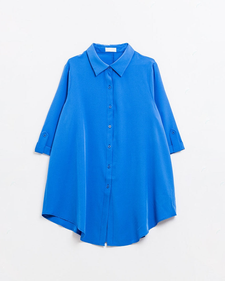 Shirt Made of Very Soft and Lightweight Fabric in Electric Blue Color.