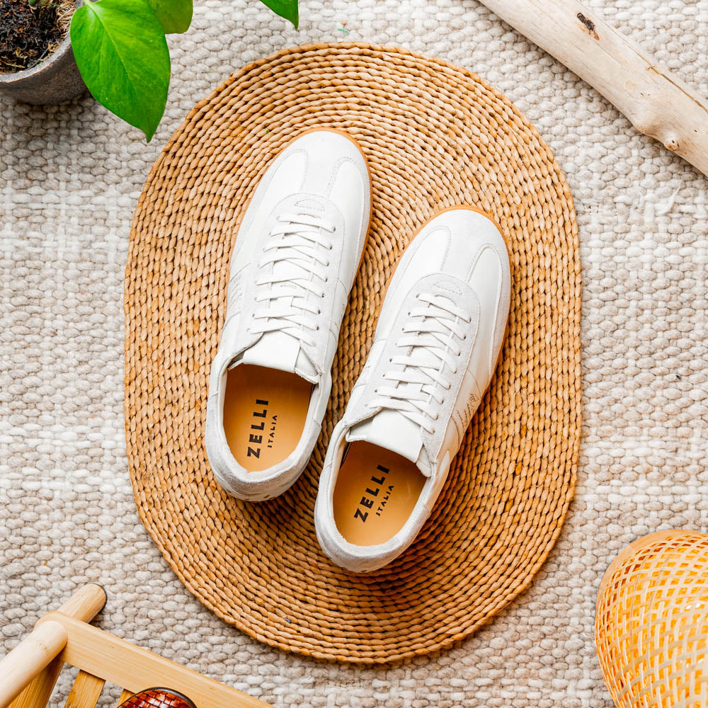 SHIZZO Signature Leather Sneakers | White