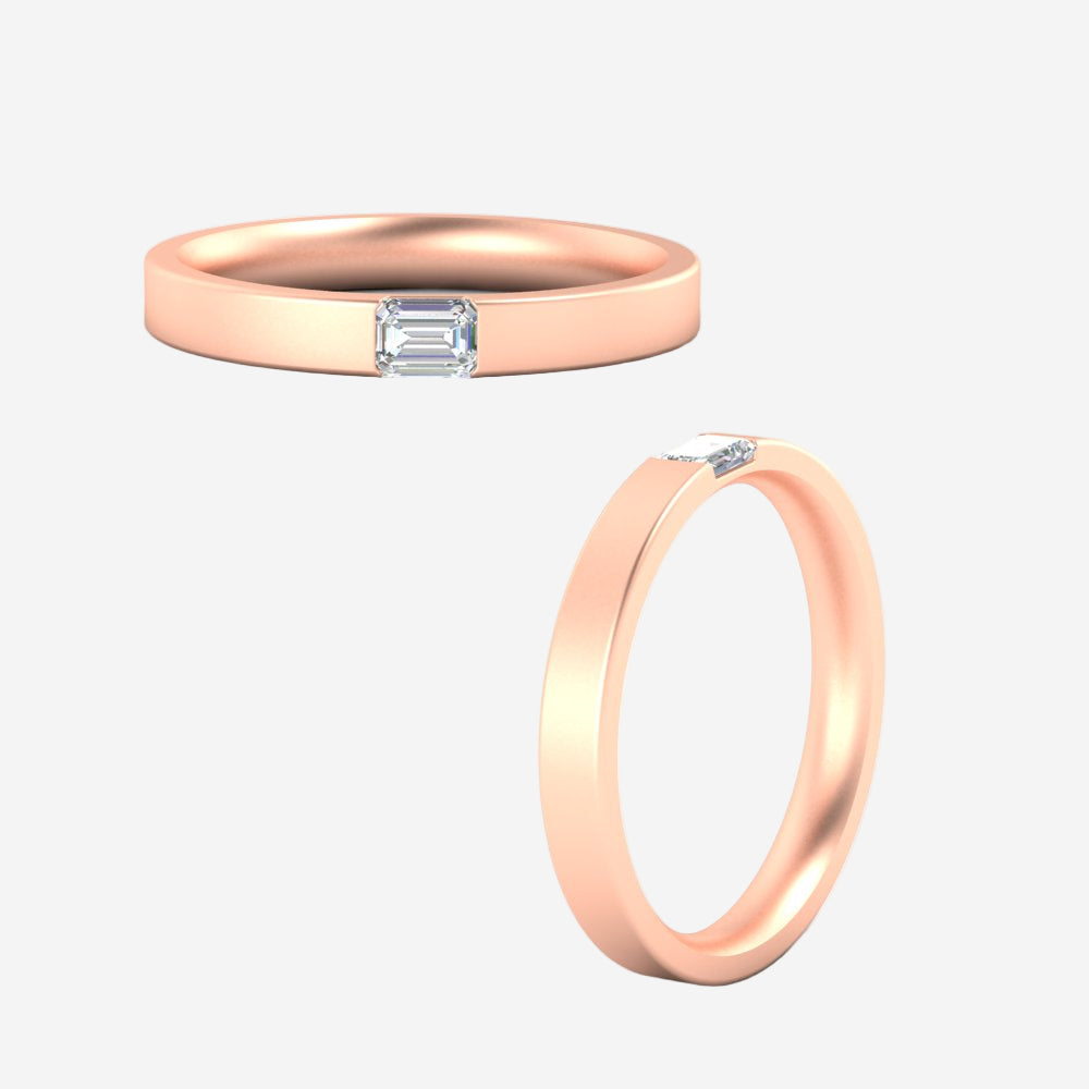 Single Emerald Mens Wedding Band