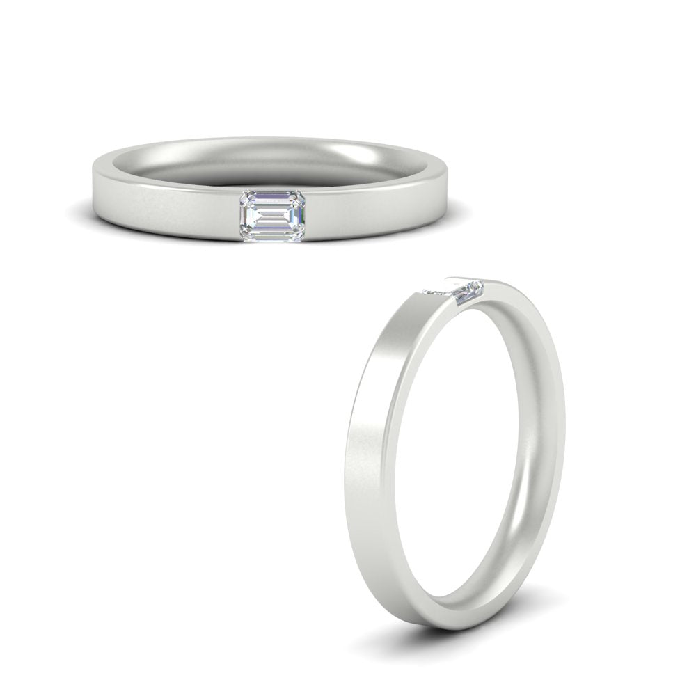 Single Emerald Mens Wedding Band