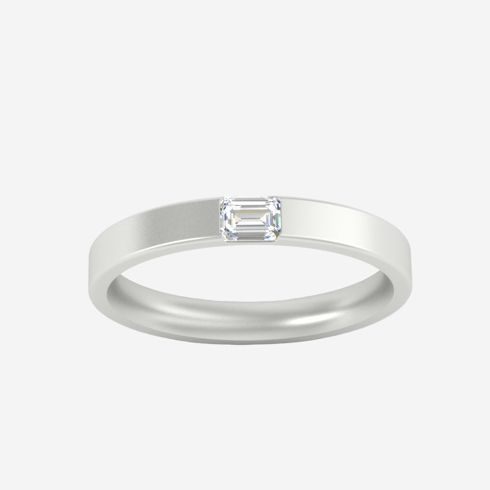 Single Emerald Mens Wedding Band