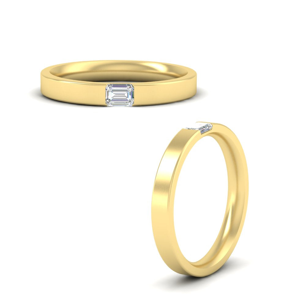 Single Emerald Mens Wedding Band