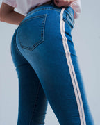 Skinny Jeans with Side Seam Stripes