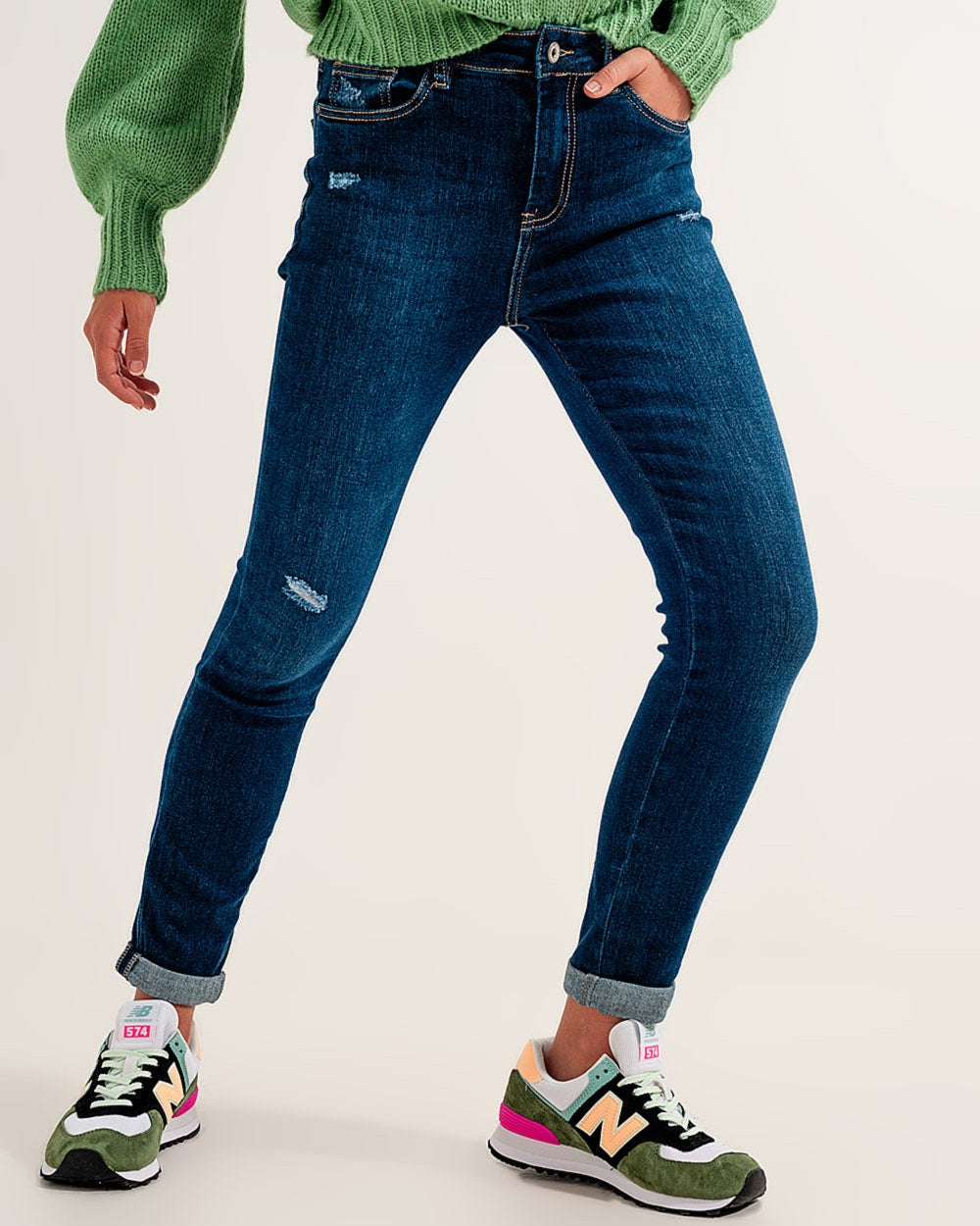 Skinny Jeans with Stretch in Medium Blue