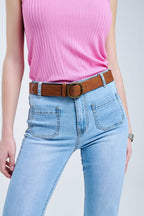 Skinny Light Wash Flare Jeans with Front Pockets