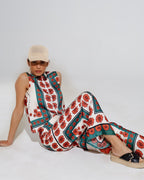 Sleeveless Creme Shirt with Floral Design
