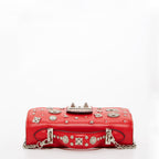 Studded Small Leather Crossbody Bag | Red Purse