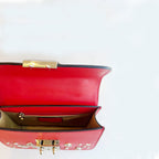 Studded Small Leather Crossbody Bag | Red Purse
