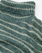 Soft Knit Striped Turtleneck Sweater in Green