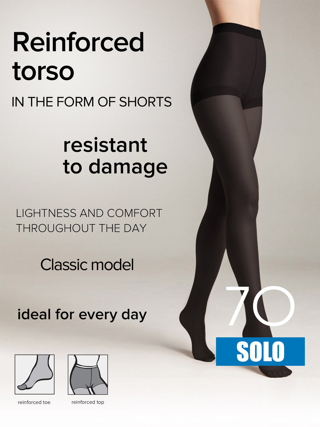 Conte Solo Tights 70 Den | Reinforced Torso