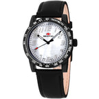 Seapro Women's Watch | Alloy Case | White Mother of Pearl Dial | Black Leather Strap