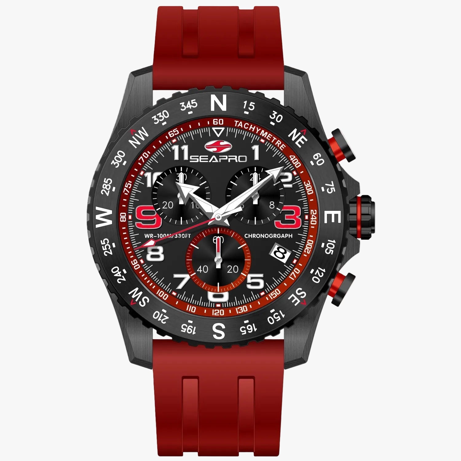 Seapro Men's Watch Gallantry | SS Black + Black Dial + Rubber Strap