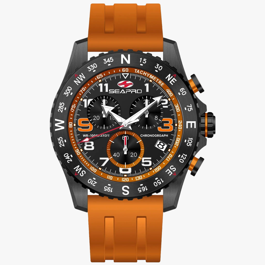Seapro Men's Watch Gallantry | SS Black + Black Dial + Rubber Strap