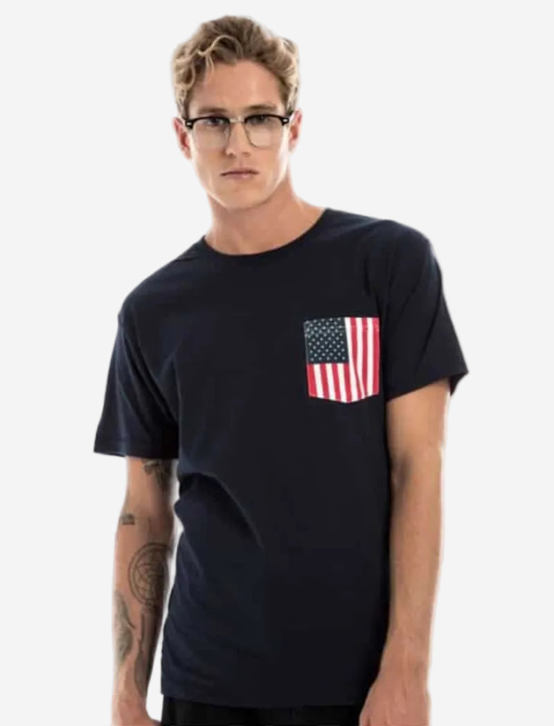 Basic Tee with USA Flag Pocket | 31PKT
