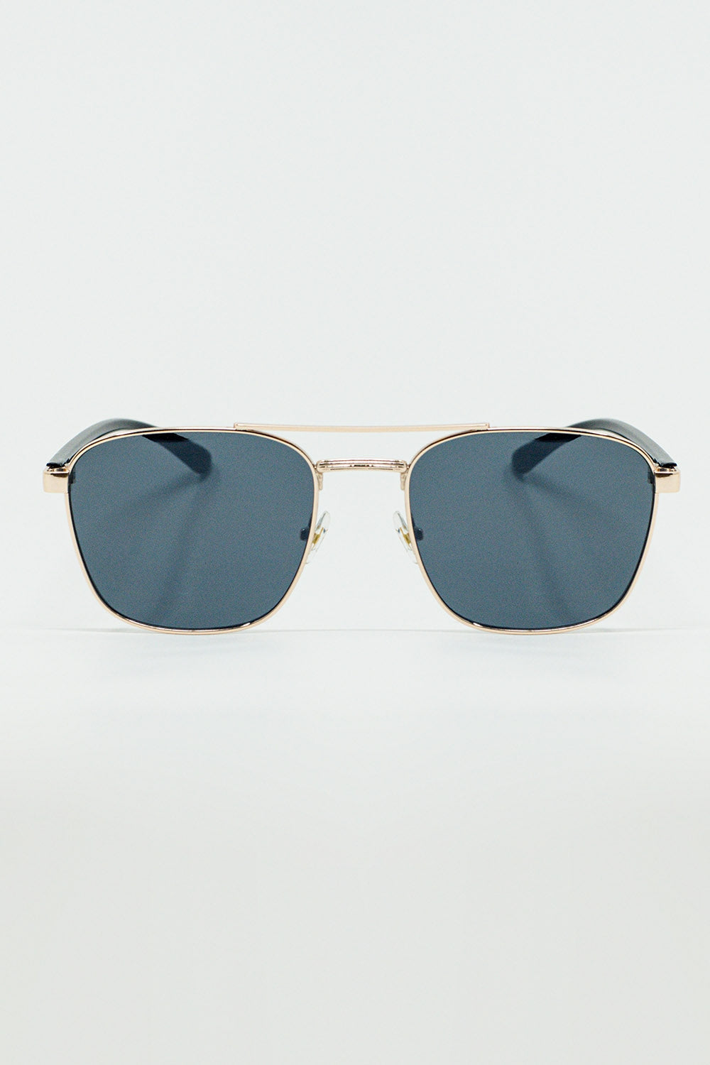 Squared Metal Sunglasses in Black Smoke Lens