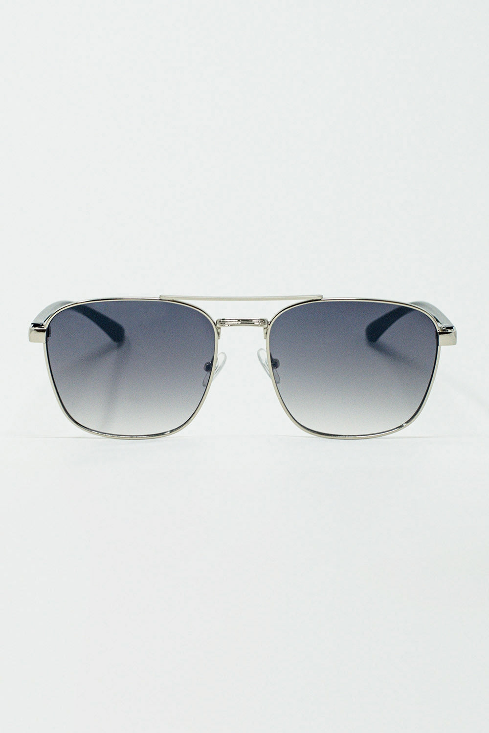 Squared Metal Sunglasses in Gray Smoke Lens