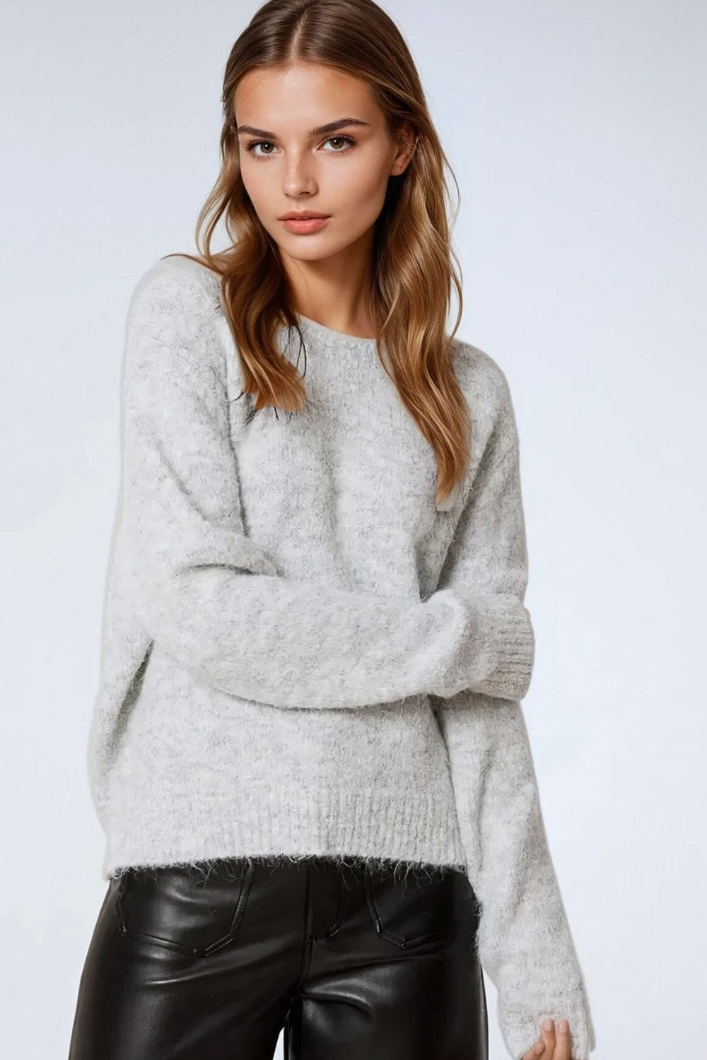 Standard Fit Soft Knit Sweater in Grey