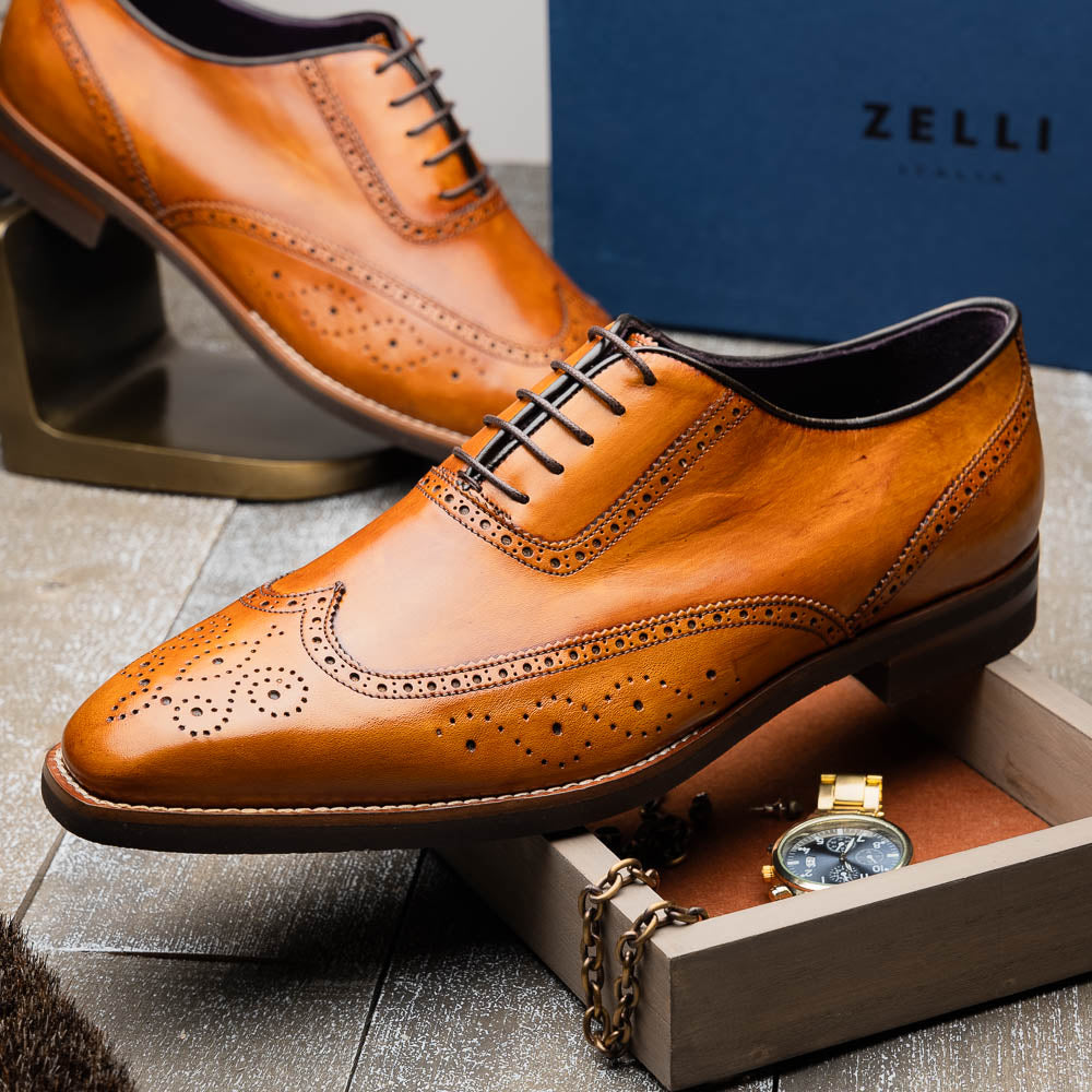 STEPHANO Wingtip Oxford | Camel