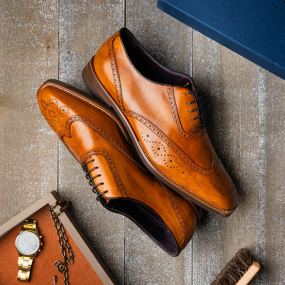 STEPHANO Wingtip Oxford | Camel