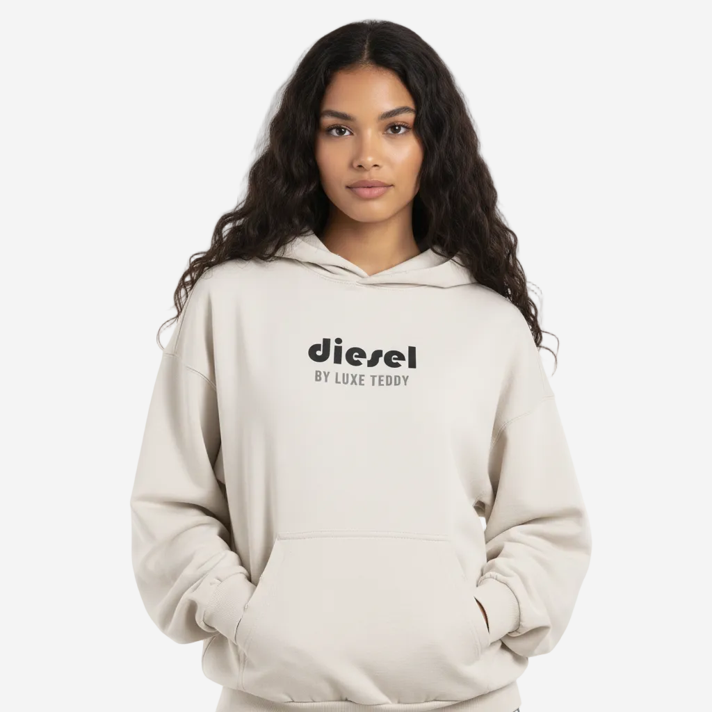 Diesel by Luxe Teddy Washed Hoodie | Beige