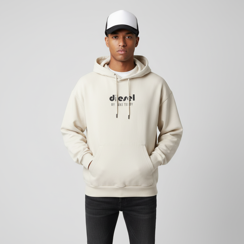 Diesel by Luxe Teddy Washed Hoodie | Beige