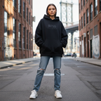 NYC Style Diesel Print Distressed Hoodie | Black