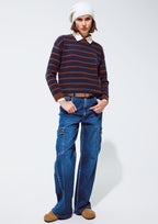 Straight Leg Cargo Style Jeans in Medium Wash