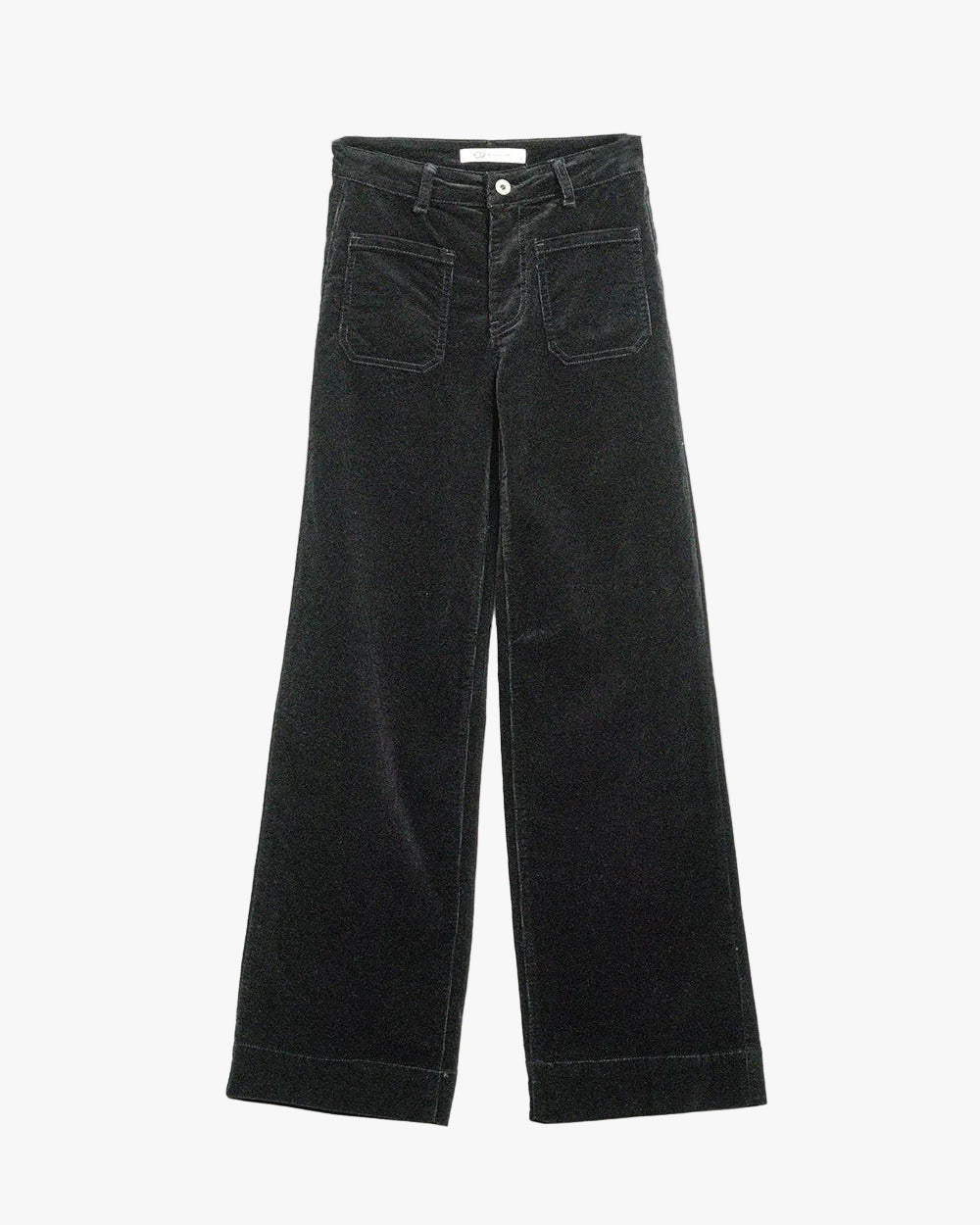 Straight Leg Corduroy Jeans in Black with Pockets