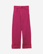 Straight Leg Pants with Cropped Hem in Magenta