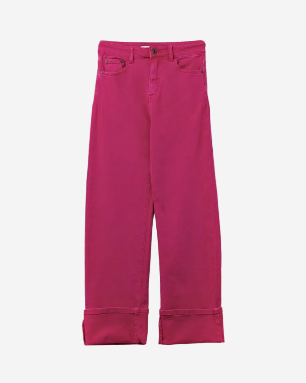 Straight Leg Pants with Cropped Hem in Magenta