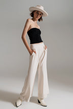 Strapless Shiny Tube Top in Black