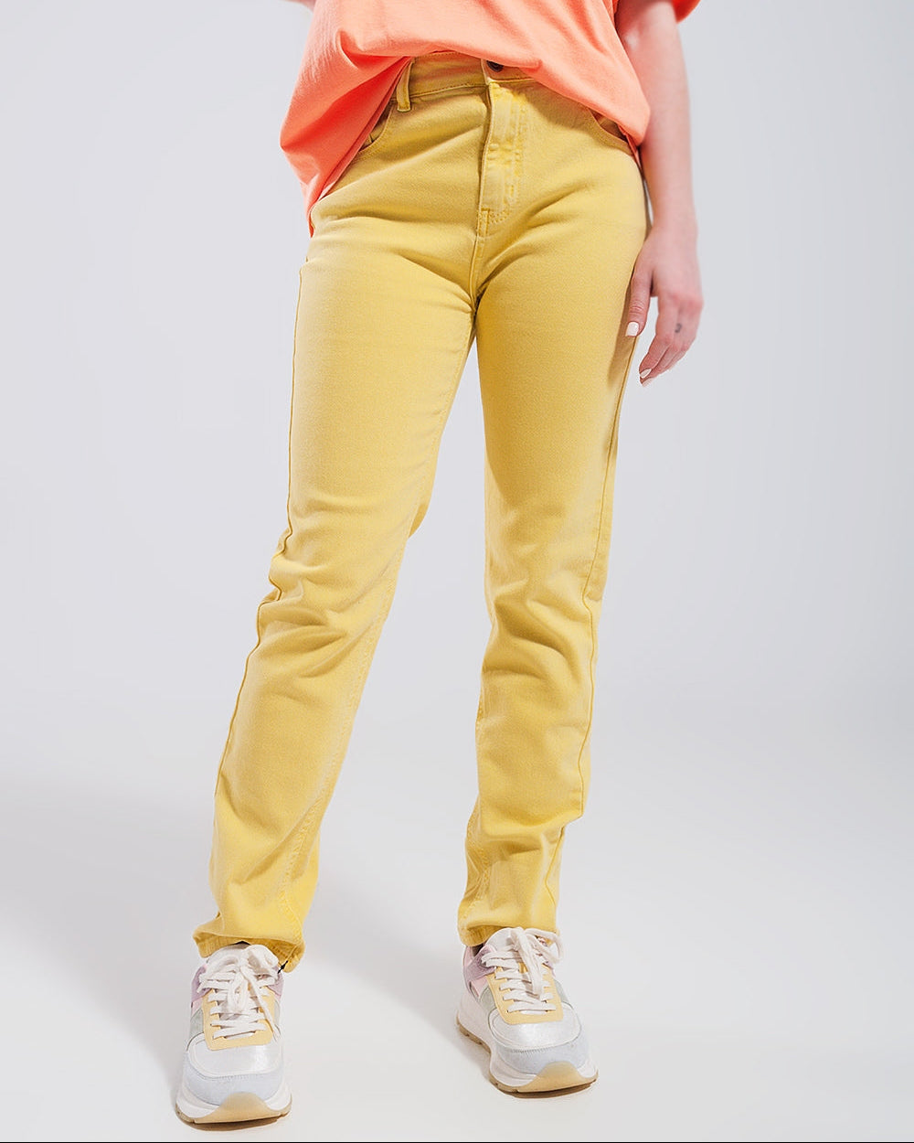 Stretch Cotton Skinny Jeans in Yellow