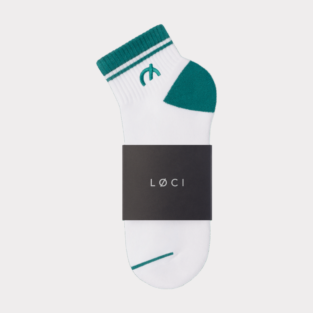 Stripe Cushioned Ankle Socks | White/Green