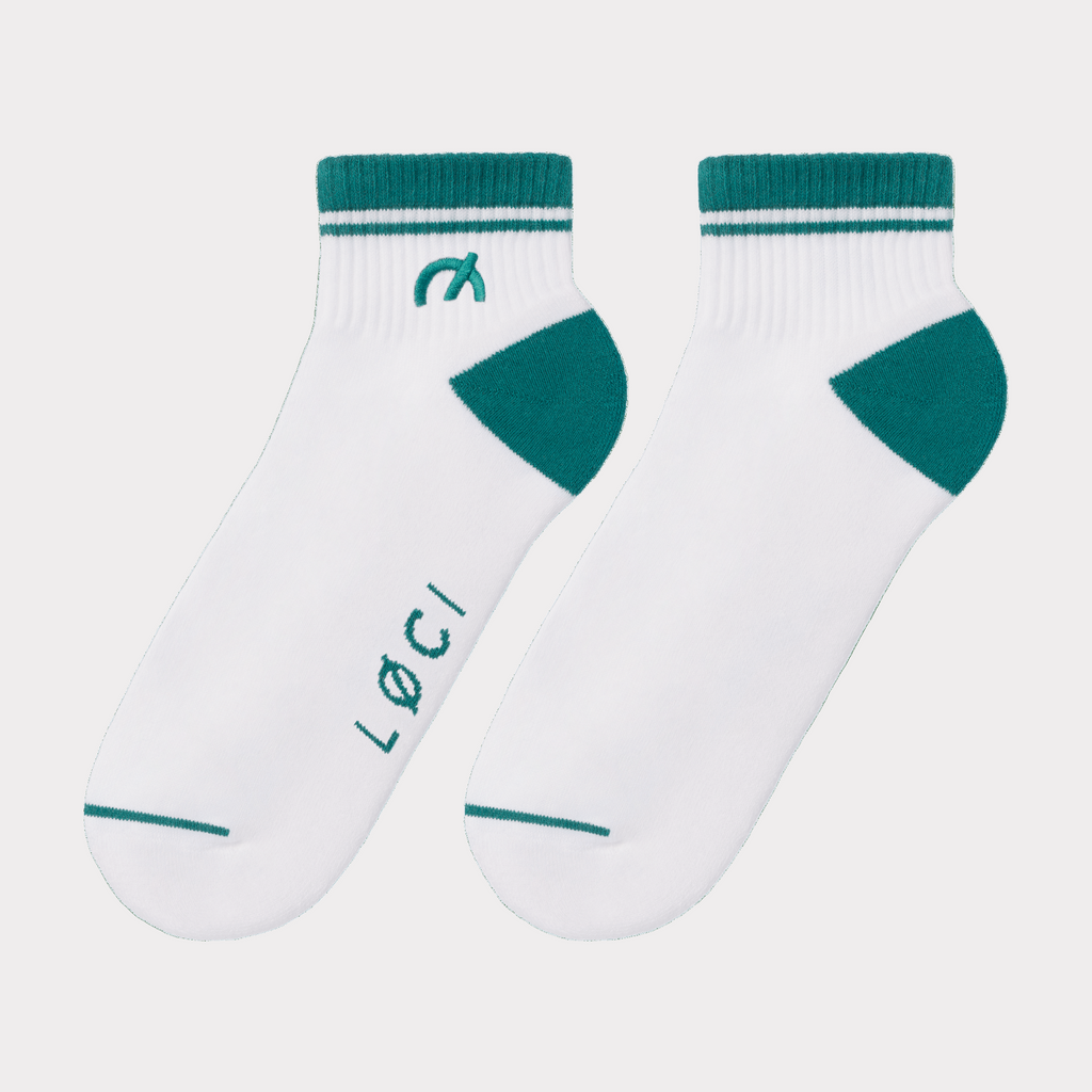 Stripe Cushioned Ankle Socks | White/Green