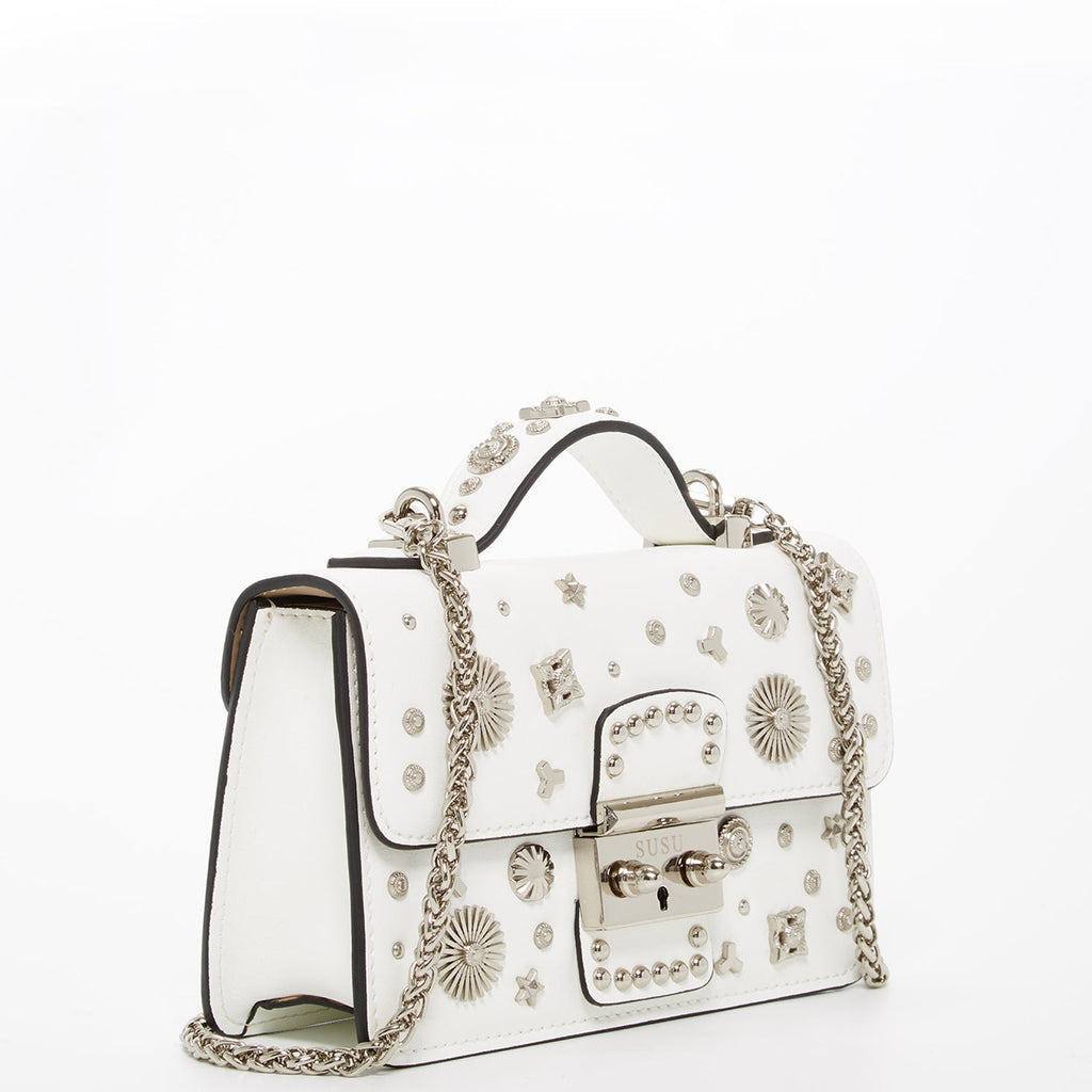White Purse Small Leather Crossbody Bag