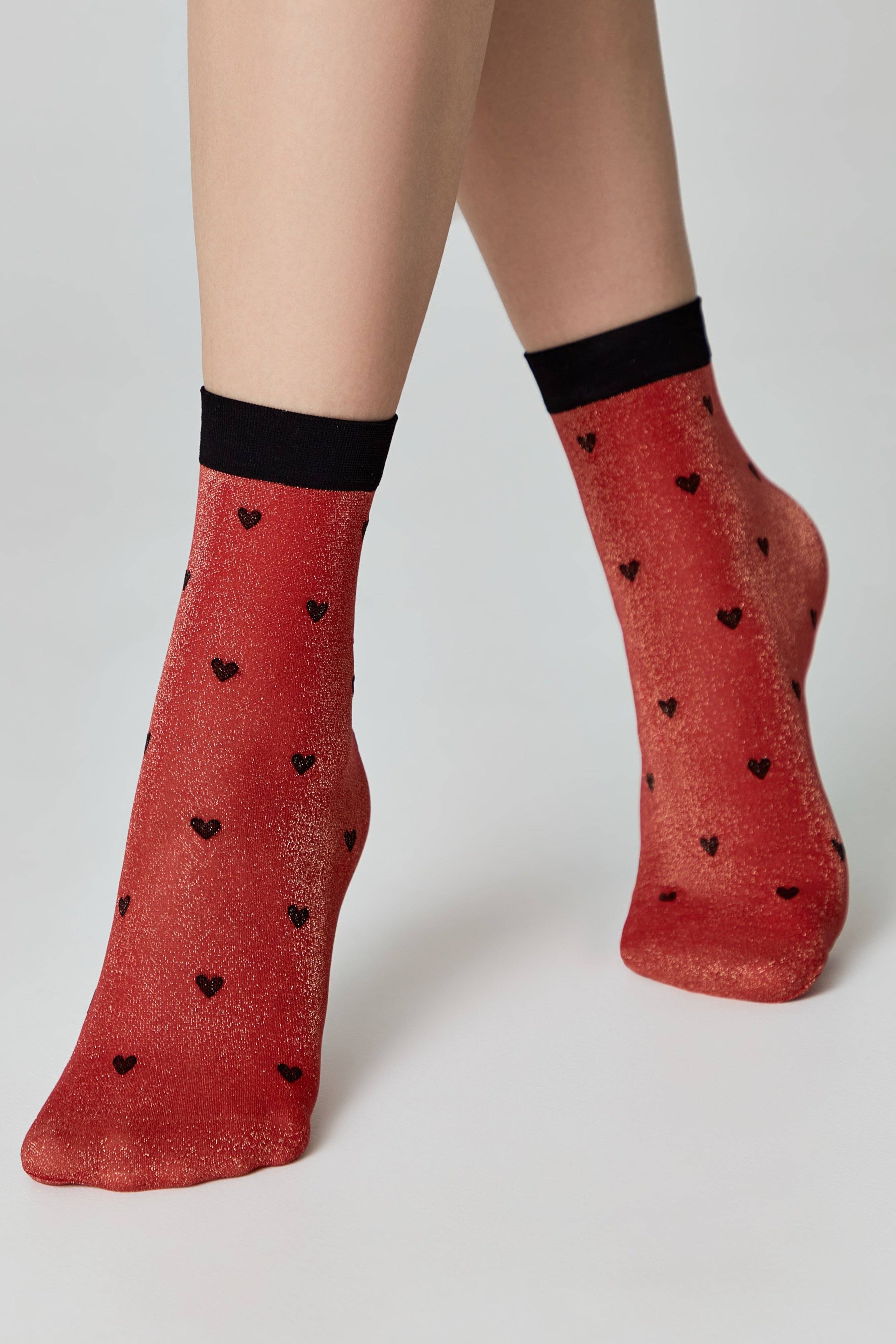 Shimmering Socks Conte Fantasy with "Hearts" Designs