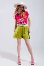 Summer Vibes Print T-Shirt in Fuchsia
