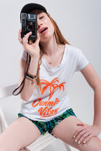 Summer Vibes Print T-Shirt in White