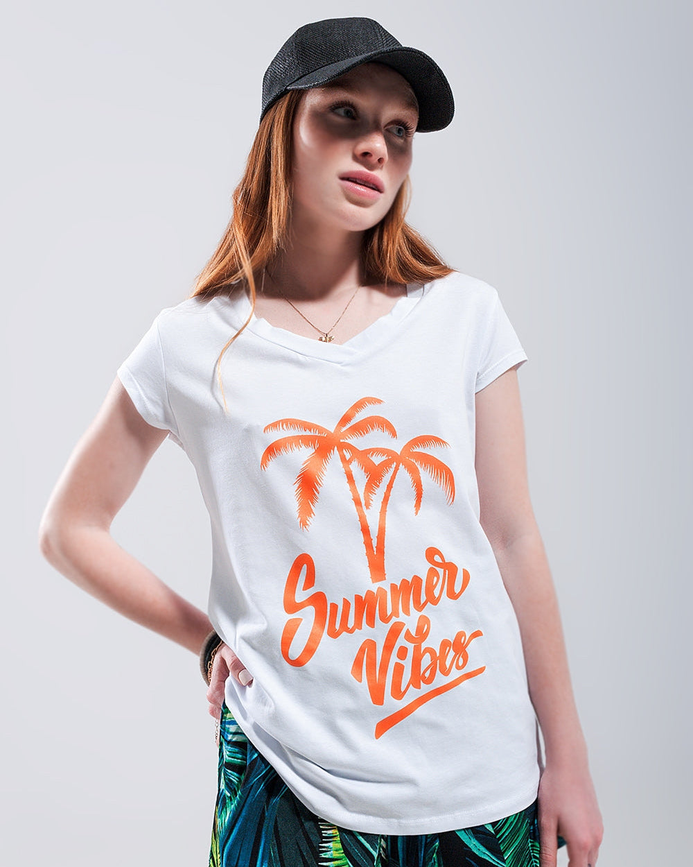 Summer Vibes Print T-Shirt in White