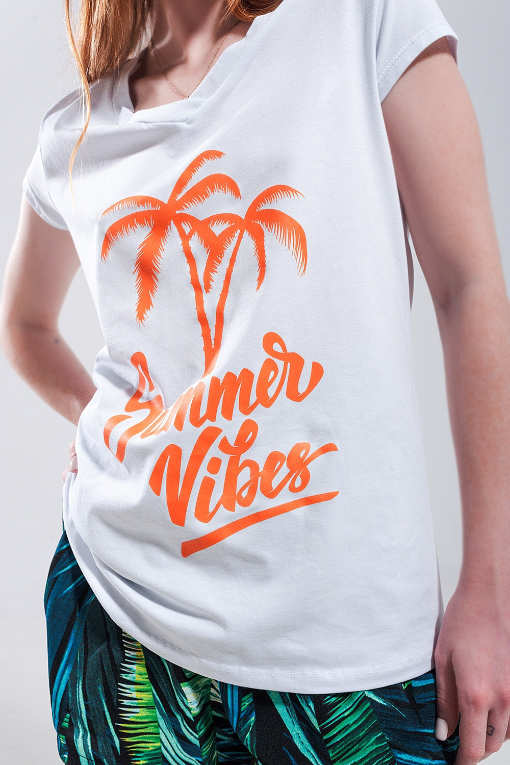 Summer Vibes Print T-Shirt in White