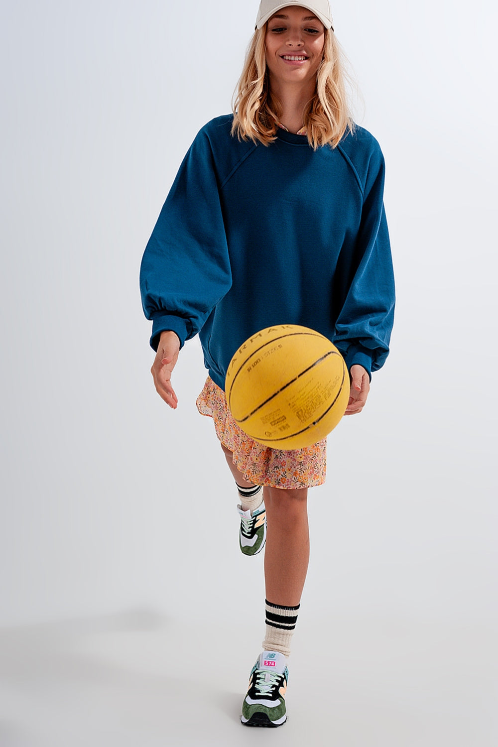 Super Oversized Sweatshirt with Seam Detail in Blue