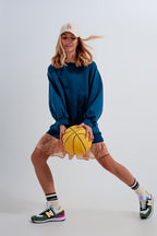 Super Oversized Sweatshirt with Seam Detail in Blue