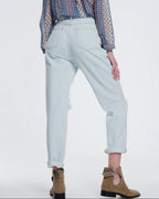 Super Ripped Boyfriend Jeans in Light Blue